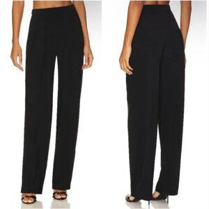 NWT Norma Kamali Tapered Pleated High Waist Trouser in Black Size Medium